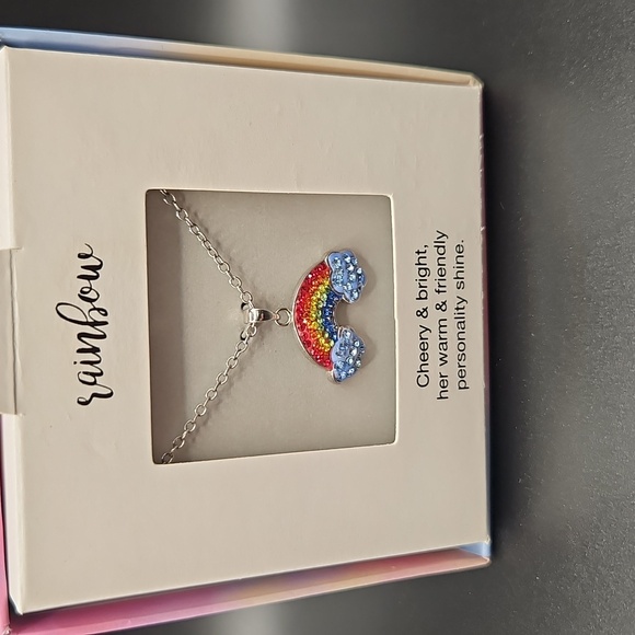 Rainbow Jewelry - Rainbow Silver Necklace with Colorful Rainbow Pendant